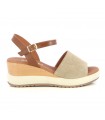 Ragazza Leather Platform Sandal- Beige/Cognac