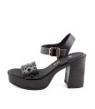 Ragazza Leather with heel Sandal- Black