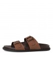 Men's leather slipper/sandal by Marco Tozzi Chestnut- 17100