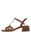 Leather Sandal with heel By Tamaris - Nut 1-28223-42-348