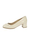 Ragazza Leather Heels- Beige Patent Leather 043