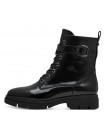 Tamaris Army Boot in Black Patent 25289