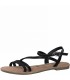 Flat Tamaris Women's Leather Sandal -Black-28113