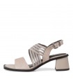 Leather Heeled Sandal By Tamaris -Taupe