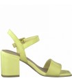 Leather Heeled Sandal By Marco Tozzi- Lemon