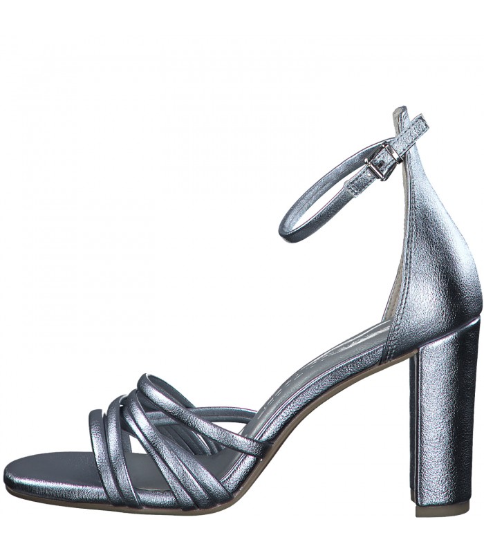 Heeled Sandal By Marco Tozzi- Silver Metallic