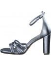 Heeled Sandal By Marco Tozzi- Silver Metallic