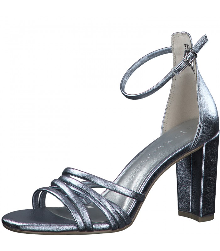 Heeled Sandal By Marco Tozzi- Silver Metallic