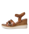 Leather Platform Sandal By Tamaris -Cognac