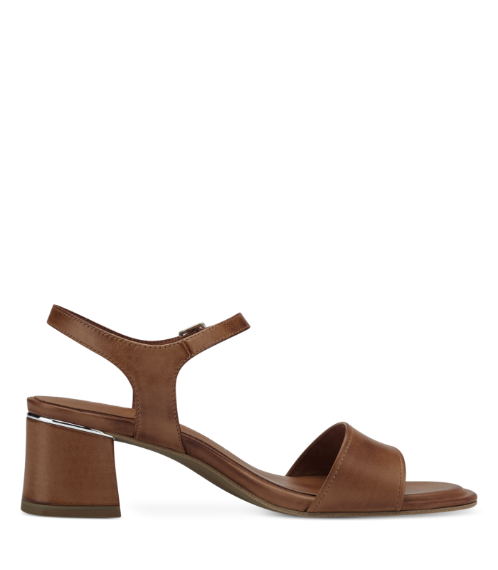 Leather Sandal with heel By Tamaris -Nut