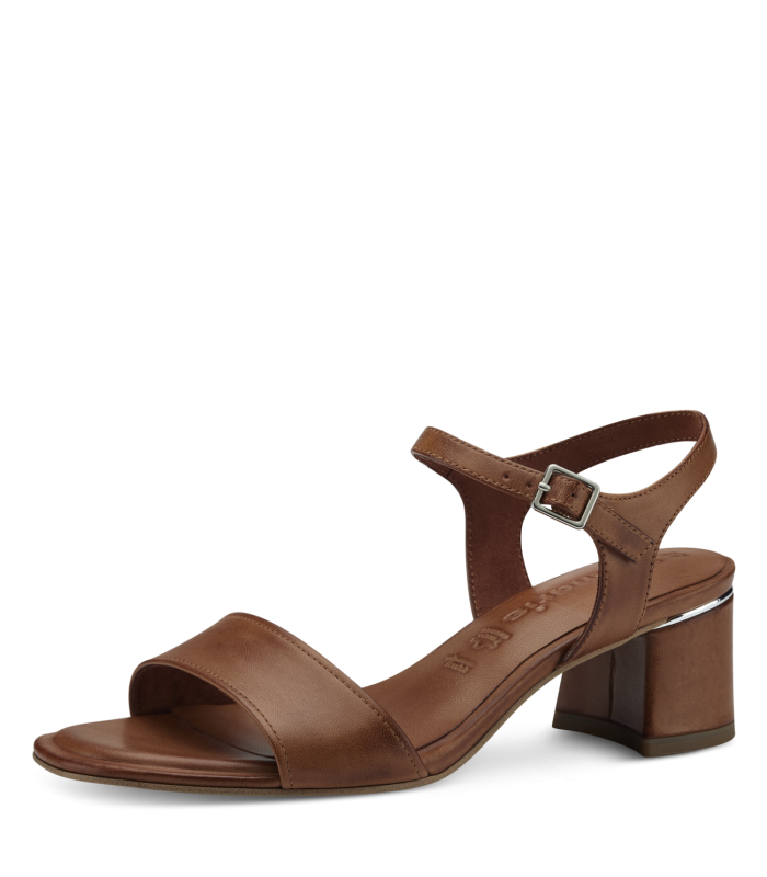 Leather Sandal with heel By Tamaris -Nut