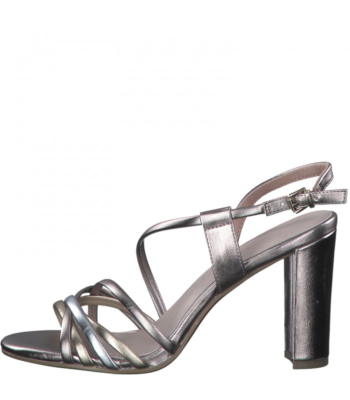 Heeled Sandal By Marco Tozzi- Rose Metallic Comp